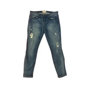 30 Current Elliott The Stiletto Cropped Skinny Denim Jeans Pants Niagara Destroy
